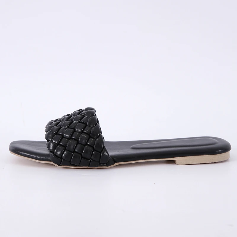 

High Quality Casual Women Slipper Weave Home Ladies Flat Sandal Summer Comfortable Round Head Toe Solid Color Daily Women Shoes