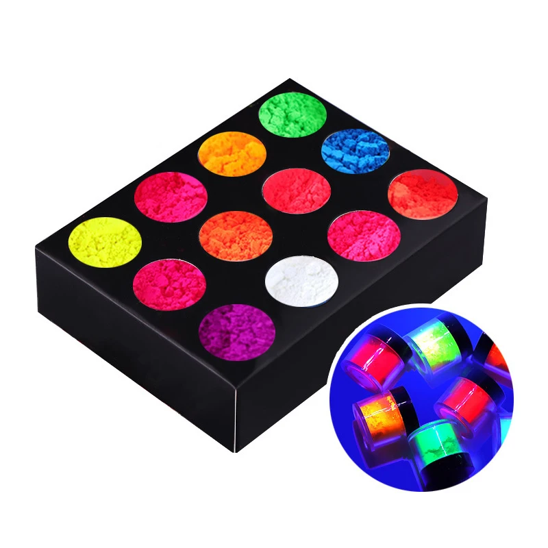 

Neon Phosphor Powder Nail Glitter Powder 12 Colors/Set Dust Luminous PiG Ment Fluorescent Powder Nail Glitter Glow in the Dark