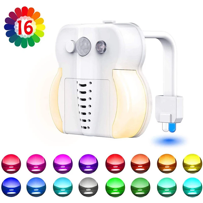 Светильник для унитаза светодиодный с датчиком движения 8 цветов питанием от