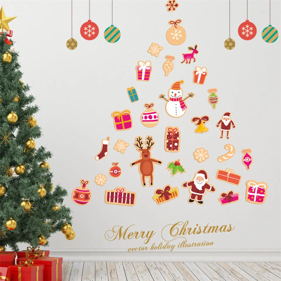 Современные рождественские украшения наклейки на стену для гостиной