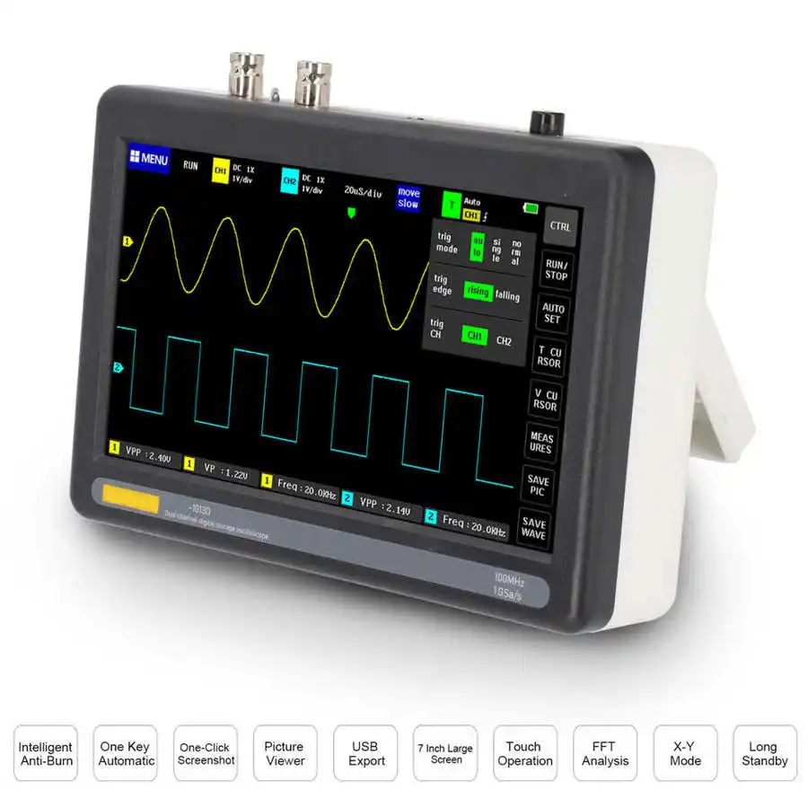 Осциллограф 1013D двухканальный цифровой с сенсорной панелью полоса пропускания 100
