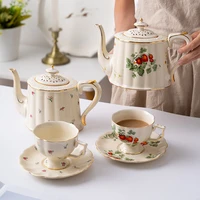 European Retro Coffee Cup Ceramics Saucer Set Kitchen Ceramic Phnom Penh Large Tea Cup Kettle Plate Set Restaurant Bar Appliance
