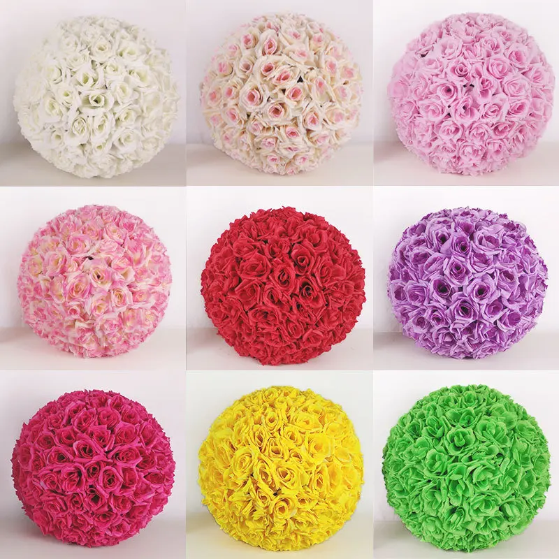 

15cm 20cm 25cm 30cm 35cm 40cm Artificial SSilk Flower Rose Kissing Ball DIY Hanging Flower Ball Home Party Decoration