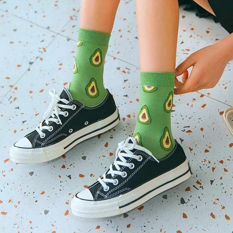

1 Pair Kawaii Women Socks Happy Funny Socks Fruit Harajuku Candy Colors Mid Socks Casual Crew Socks Women Size 35-42 Short Socks