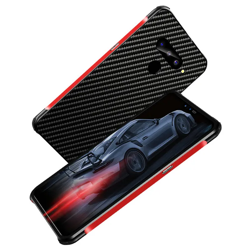 Чехол из углеродного волокна для LG V40 V50 G7 G8 ThinQ PC + Алюминиевый металлический