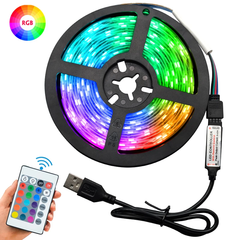 5V RGB светодиодный полосы ИК пульт дистанционного управления 1 м 2 3 4 5 USB светильник