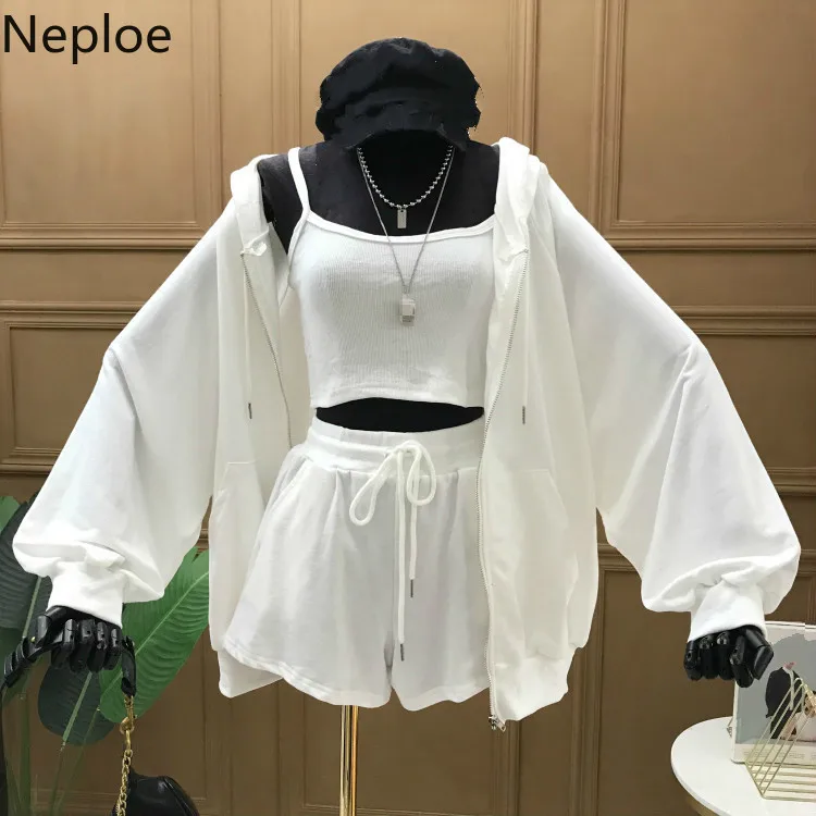 Женский комплект из 3 предметов однотонная толстовка с капюшоном и воротником на