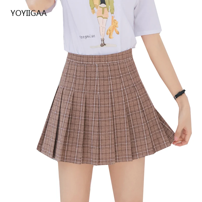 

Summer Women Plaid Skirts High Quality Female Pleated Skirt High Waist Ladies Mini Short Skirts Slim Waist Casual Tennis Skirt