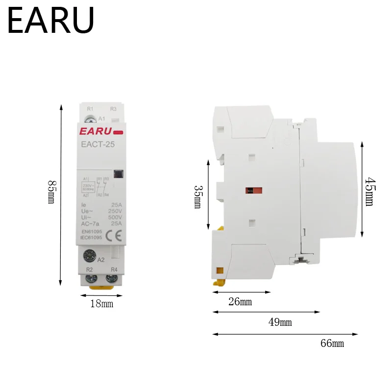 Бытовой модульный контактор с катушкой 2P 16 А 25 220 В переменного тока Гц 12 24