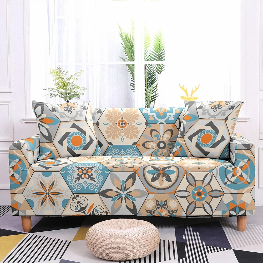 Hexagon Plaid Sofa Cover Modern Elastic Slipcover for Bedding Living Room Armchair Couch Corner 1/2/3/4 Seat | Дом и сад