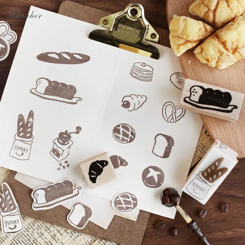 Винтажный штамп XINAHER для завтрака хлеба кофе DIY деревянные и резиновые штампы