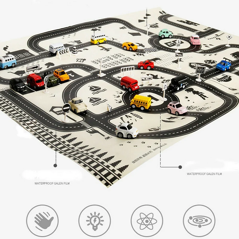 Детский игровой коврик городские здания парковочная карта игра развивающие