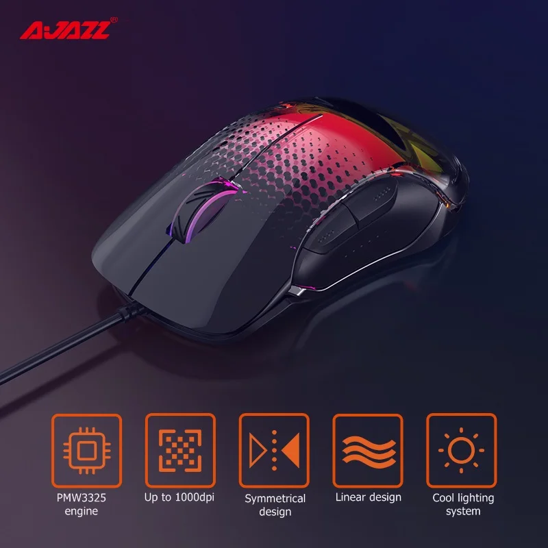 

New Arrival Ajazz AJ358 Wired Esports Lightweight Mouse For Gamer Computer Notebook FPS LOL PUBG CSGO 7 DPI PMW3325 85g ABS PC
