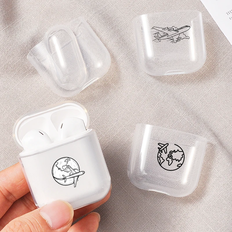 Футляр для Наушников карта мира самолет Air Pods прозрачные наушники мягкий