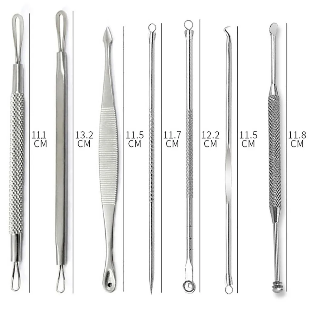 7 шт. Нержавеющая сталь серебро акне прыщей инструмент для удаления Blackhead поры