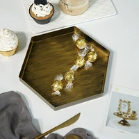 nordic metal gold perfume cosmetic jewelry storage tray bathroom organizer box cake dessert tea coffee serving decorative tray