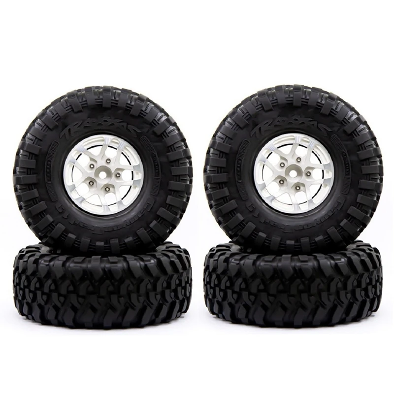 

4Pcs 1.9 Beadlock Wheel Rim Rubber Tire Set for 1/10 RC Crawler Traxxas TRX4 TRX6 Axial SCX10 90046 AXI03007 D90