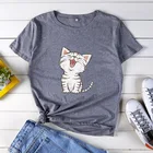 Летняя женская футболка из 100% хлопка с принтом в виде милого кота, повседневные женские футболки с короткими рукавами, Женские базовые футболки с графическим рисунком, женские футболки Camisetas