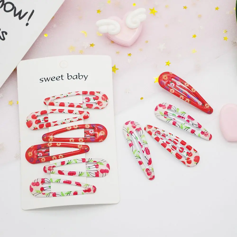 

6pcs/pack New Women Girls Cute Print Flower Cherry Hair Clip Lovely Kids Hairpin Barrettes Headwear Hair Accessories Hot