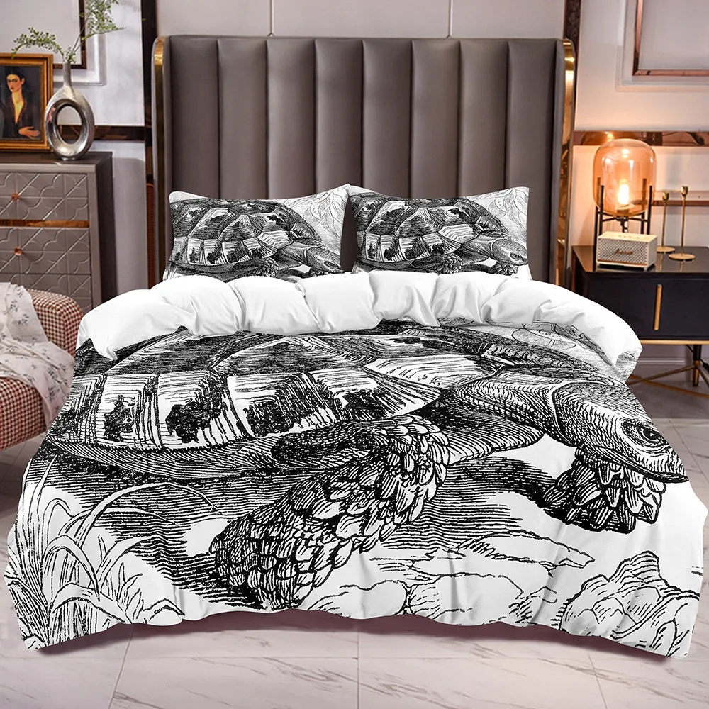 

Комплект постельного белья с большим рисунком черепахи, постельное белье с рисунком морских животных, пододеяльник 2 шт. с пододеяльником в ...