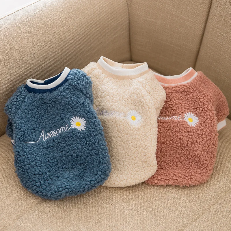 

Daisy Letter Hoodie Dog Clothes Fashion Dogs Clothing Pet Outfits Velvet Cute Winter Yorkies Thicker Blue Boy Ropa Para Perro