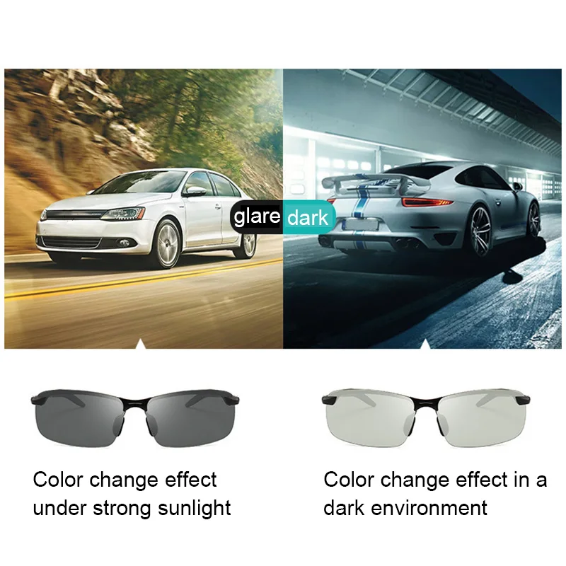 

Новые поляризованные солнцезащитные очки с полуоправой, очки для вождения, очки хамелеон, меняющие цвет, FIF66