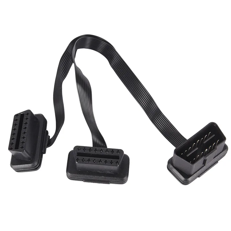 

30 см плоский 16-контактный ELM327 OBD2 штекер-Двойной Женский Y-разветвитель коленчатый