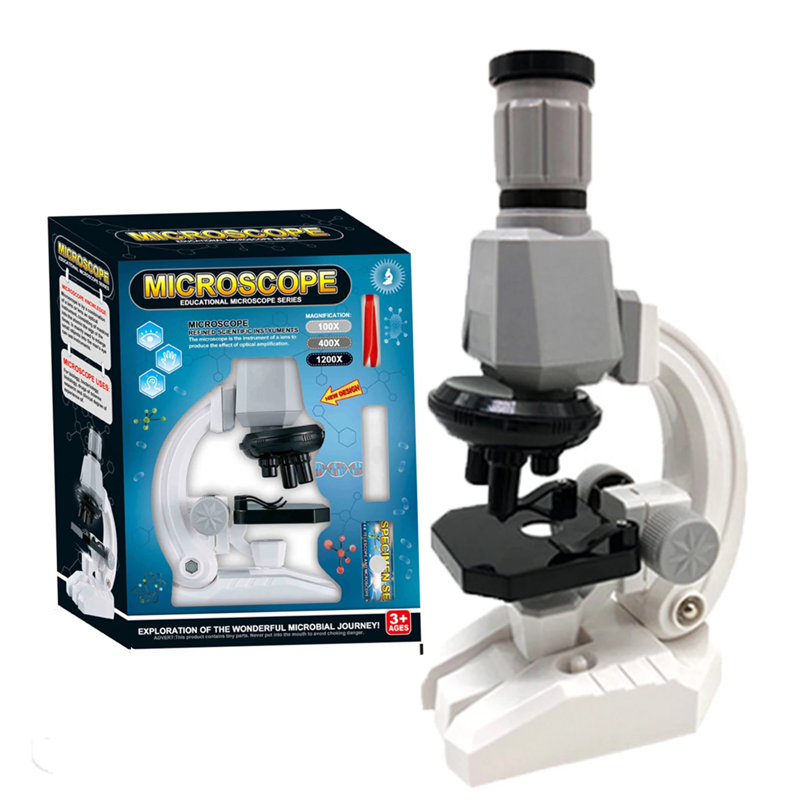 

Beginner Microscope Science Kits for Kids, with 100X 400X 1200X and LED, Best Gift for Educational Toy Birthday Microscope Set