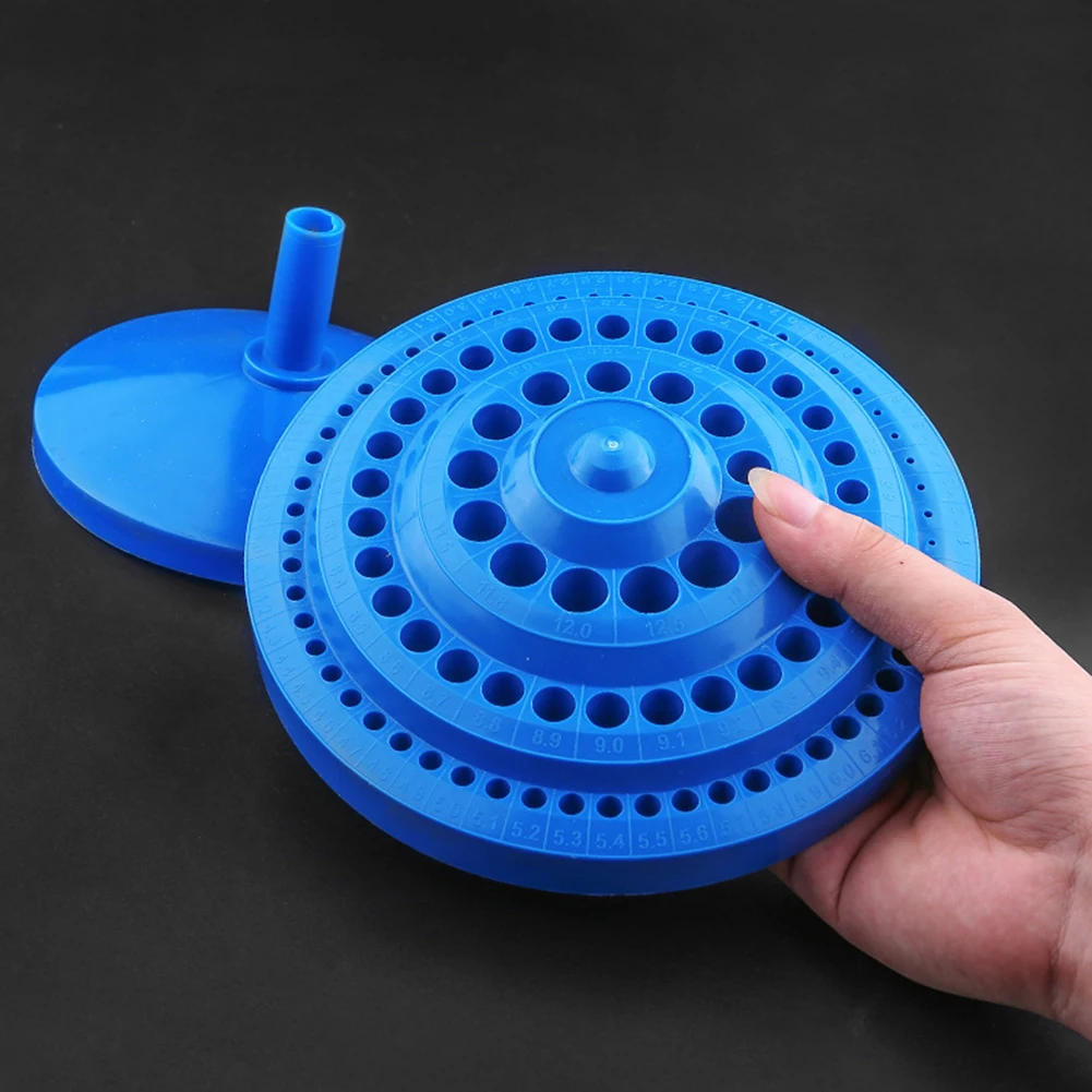 

Hot 1pcs Round Shape Plastic Hard 100pcs 1-13mm Drill Bit Storage Case Stand Blue Hole Bore Plastic Organizer Container Box