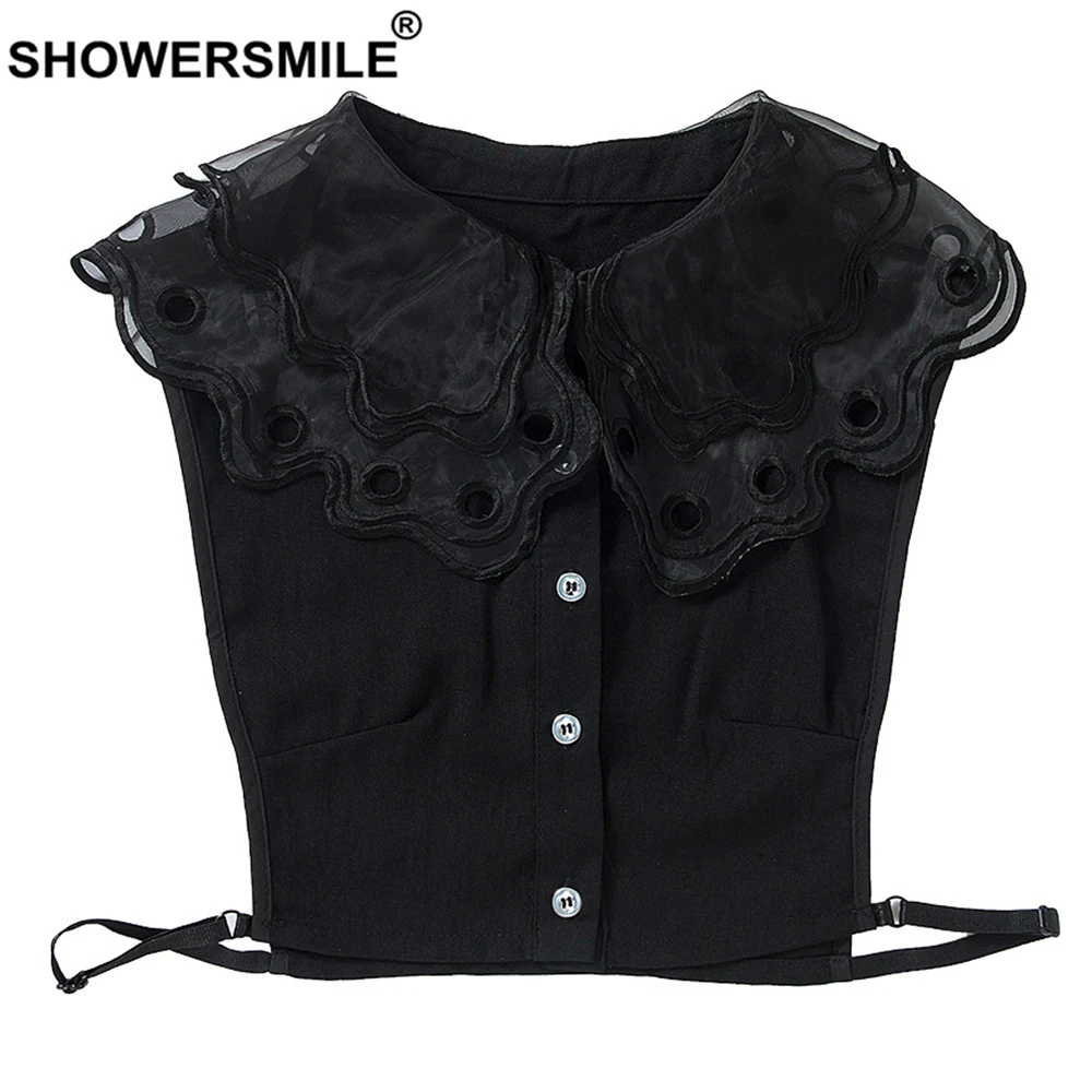 SHOWERSMILE черно-белый съемный воротник с вышивкой винтажные весенне-летние