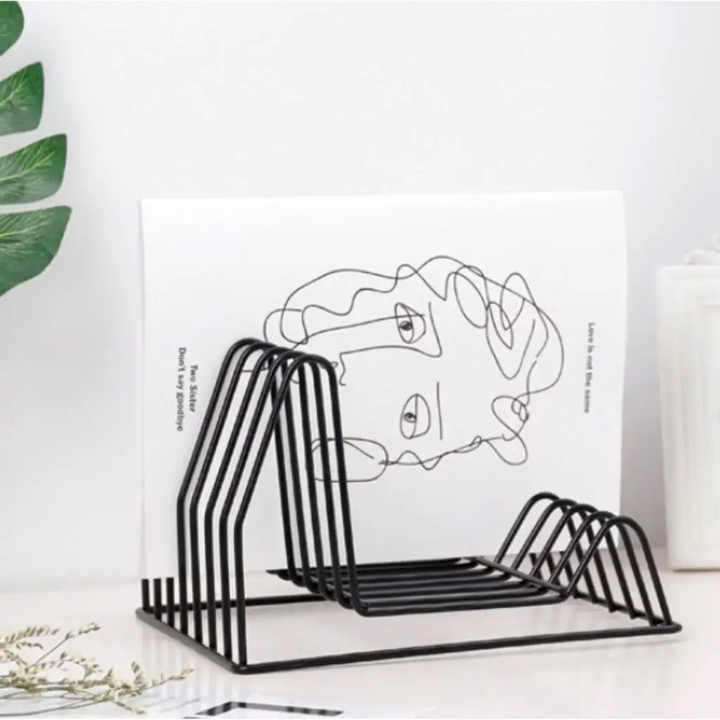 Nordic Style Metal Desktop Bookshelf File Newspaper Organizer Rack Bookend Shelf | Дом и сад