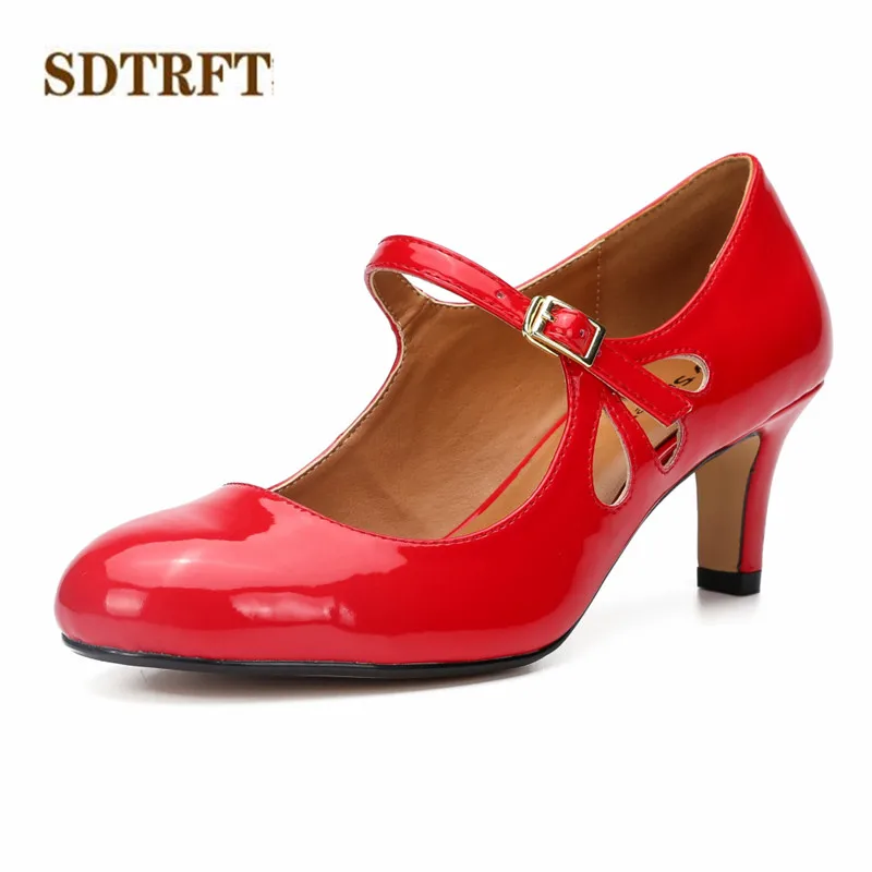 SDTRFT/демисезонные туфли на высоком каблуке 6 см zapatos mujer Туфли-лодочки с пряжкой и