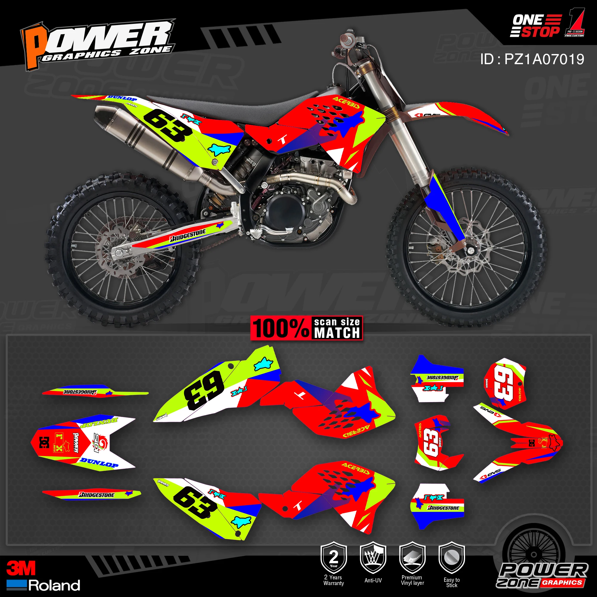 Набор наклеек PowerZone для KTM SX SXF MX 07-10 EXC XCW Enduro 08-11 125-500cc 19 | Автомобили и мотоциклы