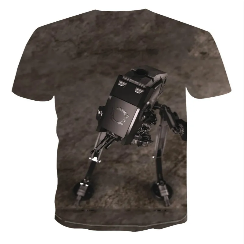 

2021 New 3D Robot Print T Shirt Men Short Sleeve Summer T-shirt Black Male Casual Streetwear Geometric Print T-Shirt XXS-6XL