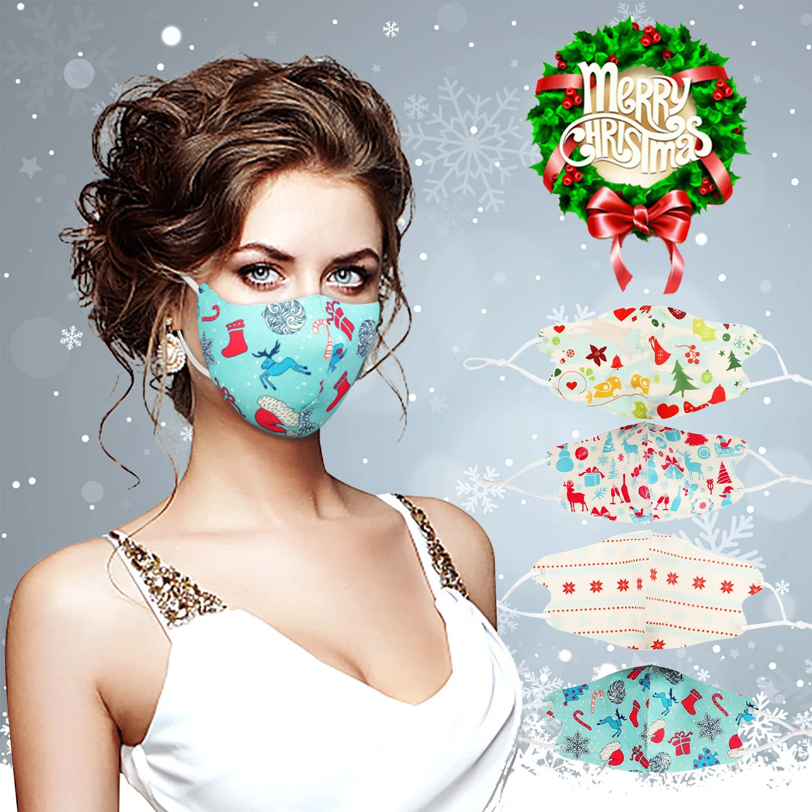 Маска для лица косплея на Хэллоуин многоразовая маска с цветочным принтом