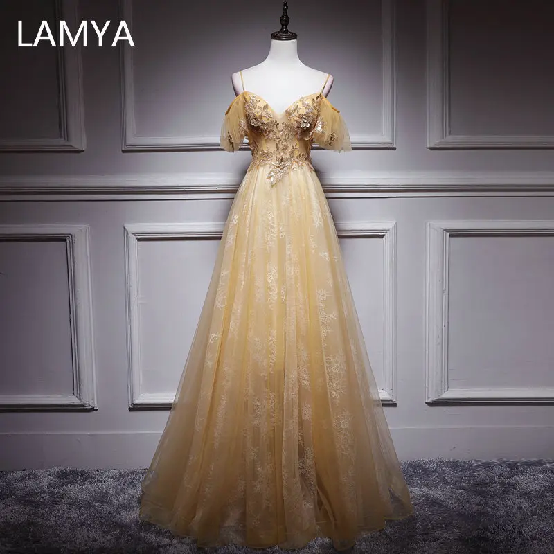 

Вечерние платья LAMYA с блестками и аппликацией, элегантные вечерние платья с вышивкой для женщин, длинные платья для выпускного вечера, платье для вечеринки