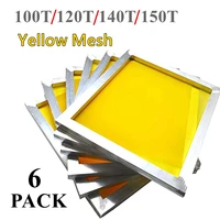 6pcs aluminium screen printing frame stretched with 120t140t150t silk print polyester yellow mesh for printed circuit board