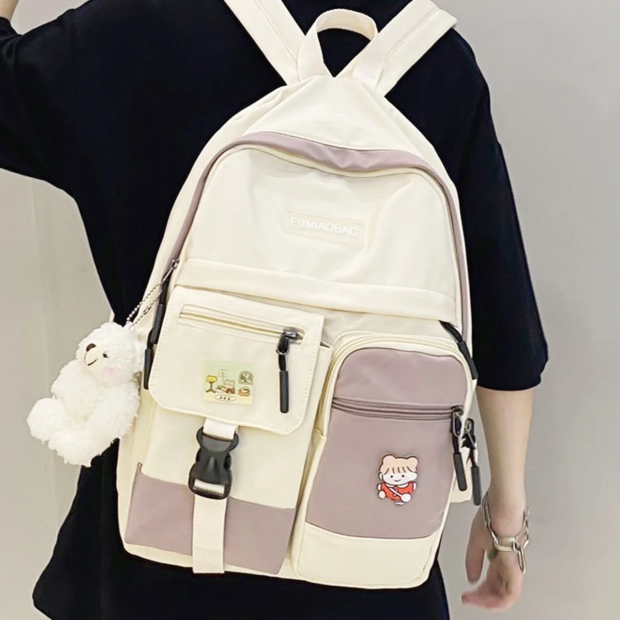 

Youth Travel Backpack, nylon waterproof schoolbag, simple