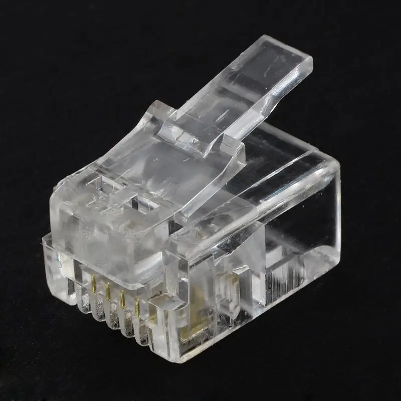 4 Pin RJ11 6P4C разъем для кабель телефонной трубки шт|Переходники и адаптеры| |