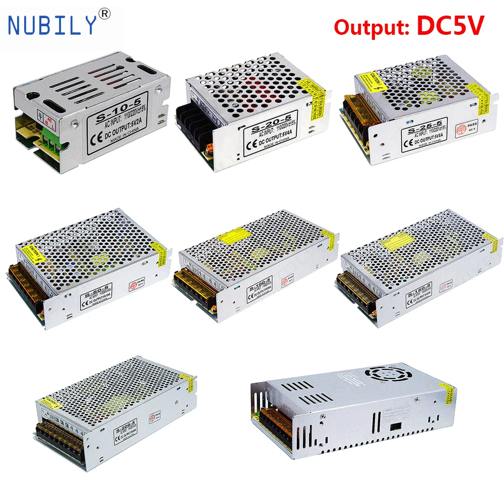 

5V LED Power Supply LED Transformer Converter Adapter AC110V-220V to DC 5V 10A 60A Driver For WS2812 IC LED Strip Lights Radio