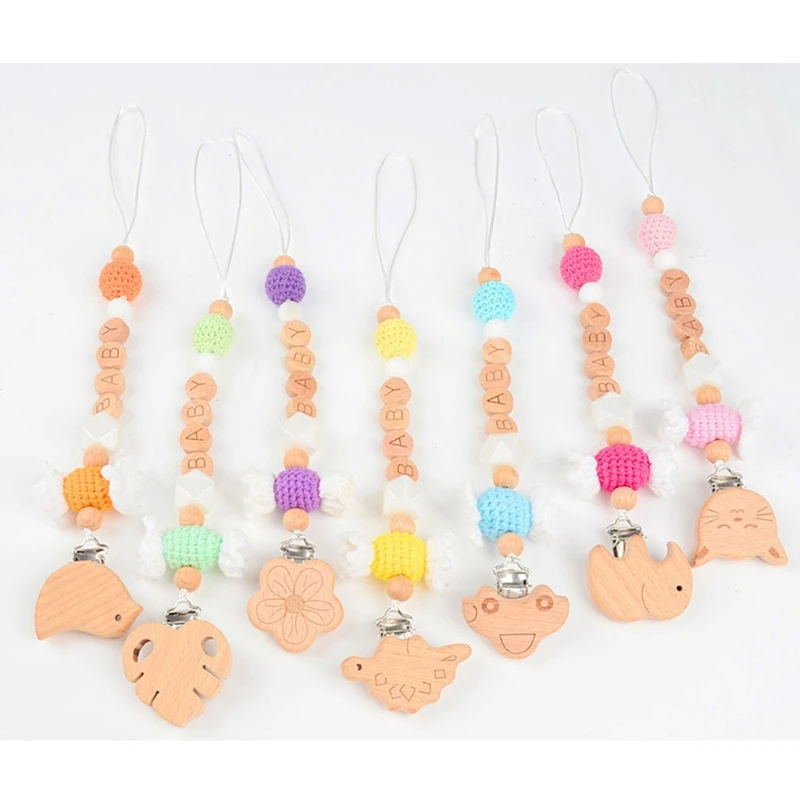 

Baby Pacifier Chain Clip Dummy Soother Nipple Holder Crochet Beads Teether Chain Anti-drop Strap