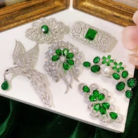 brooches for women luxury palace emerald cubic zirconia corsage elegant temperament bridal wedding pin accessories fine jewelry