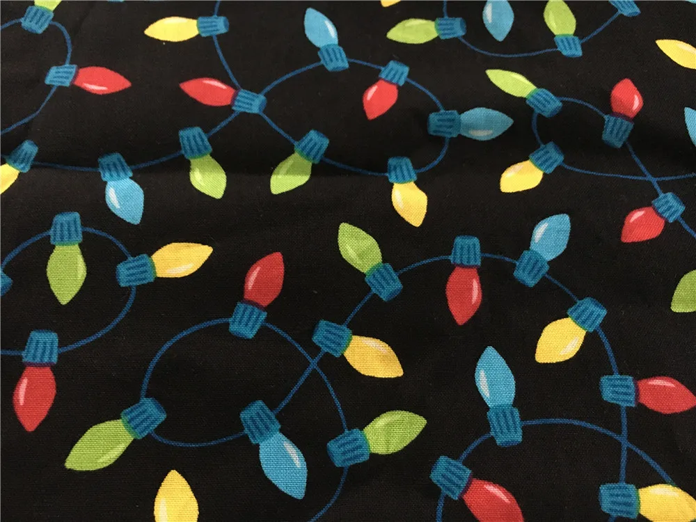 

100x110 см Рождественская Радужная подсветка, 100% хлопчатобумажная ткань с принтом, ткань в стиле пэчворк, материал для «сделай сам»