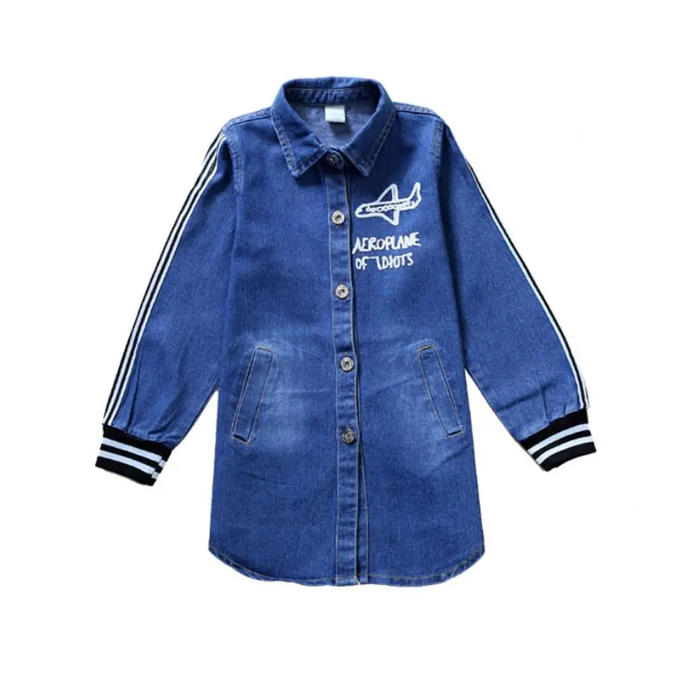 Детская джинсовая куртка с длинным рукавом из хлопка | одежда и обувь