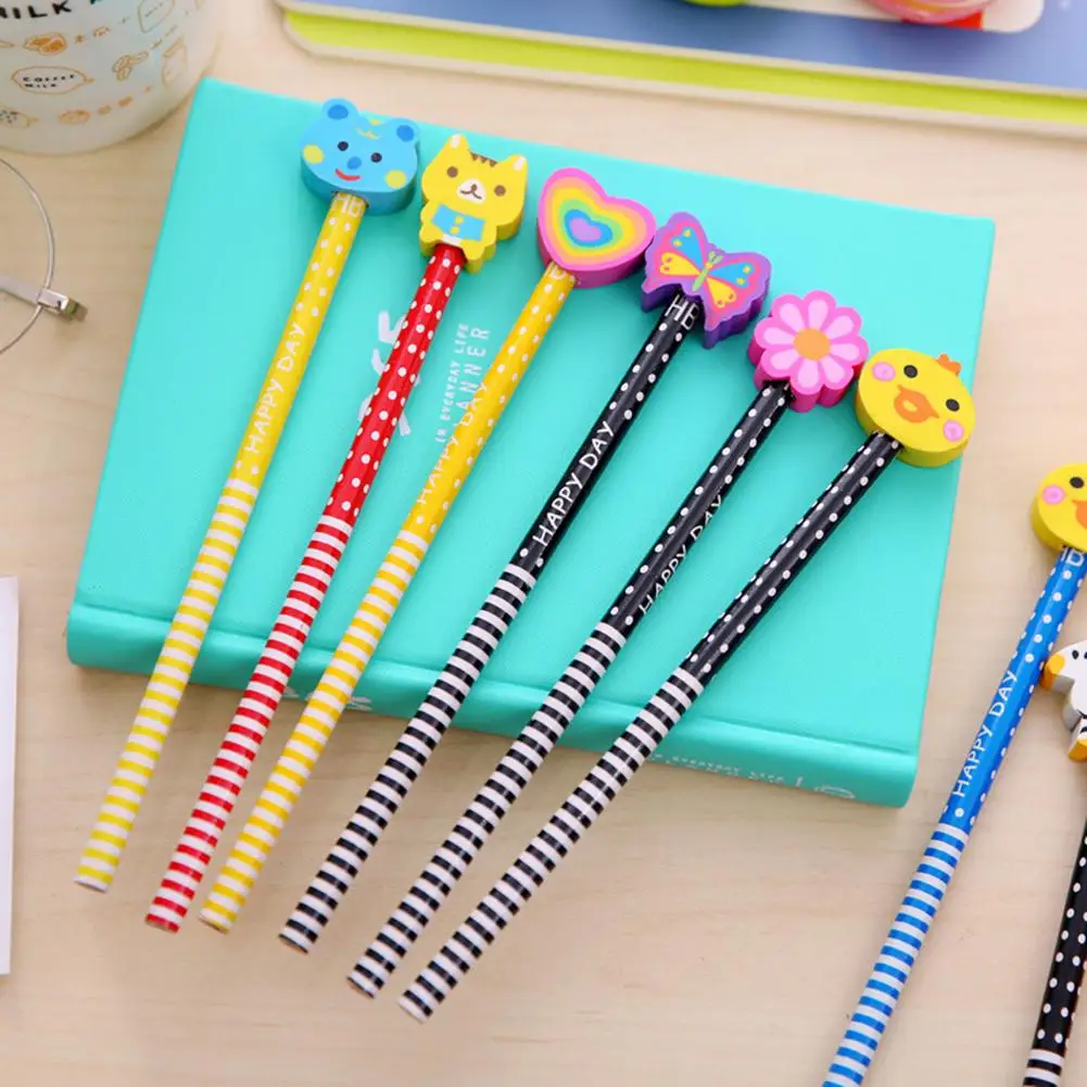 

(Random Color) 40pcs/set Children HB Pencil Kids Stationery School Supplies With Vivid Color Eraser Pencils Holder Pencil