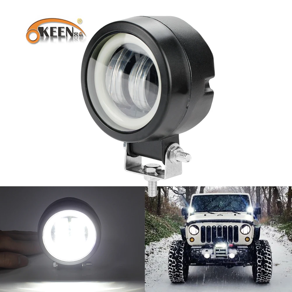 

OKEEN 4-дюймовый круглый светодиодный светильник 12V-80V, светильник с ангельскими глазками, точечный светильник 20W, белый, 4x4, светодиодный светил...