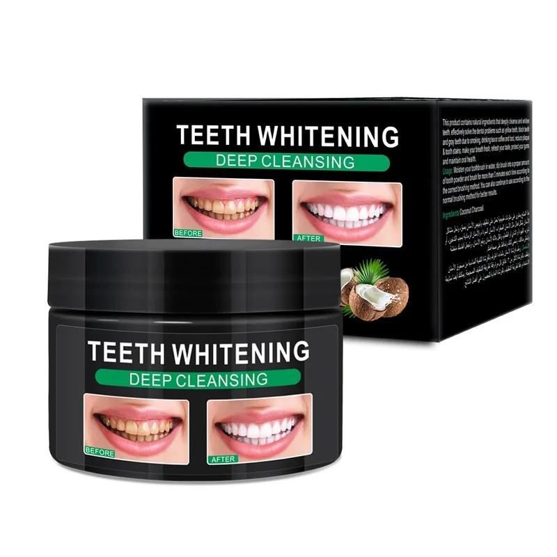 

60g Tooth Whitening Powder Smoke Coffee Tea Stain Remove Activated Coconut Charcoal Natural Charcoal Powder Tartar Stain Removal