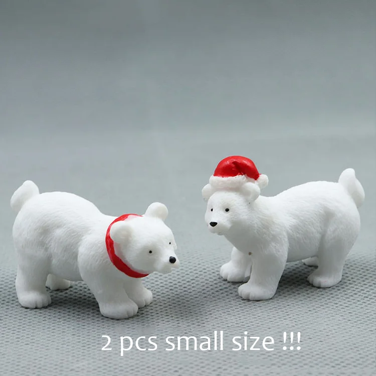 2pcs small BAIUFOR миниатюрный Рождественский полярный медведь фигурки Сказочный Сад миниатюрный микро Снежный пейзаж DIY Террариум аксессуары - Color: 2pcs small