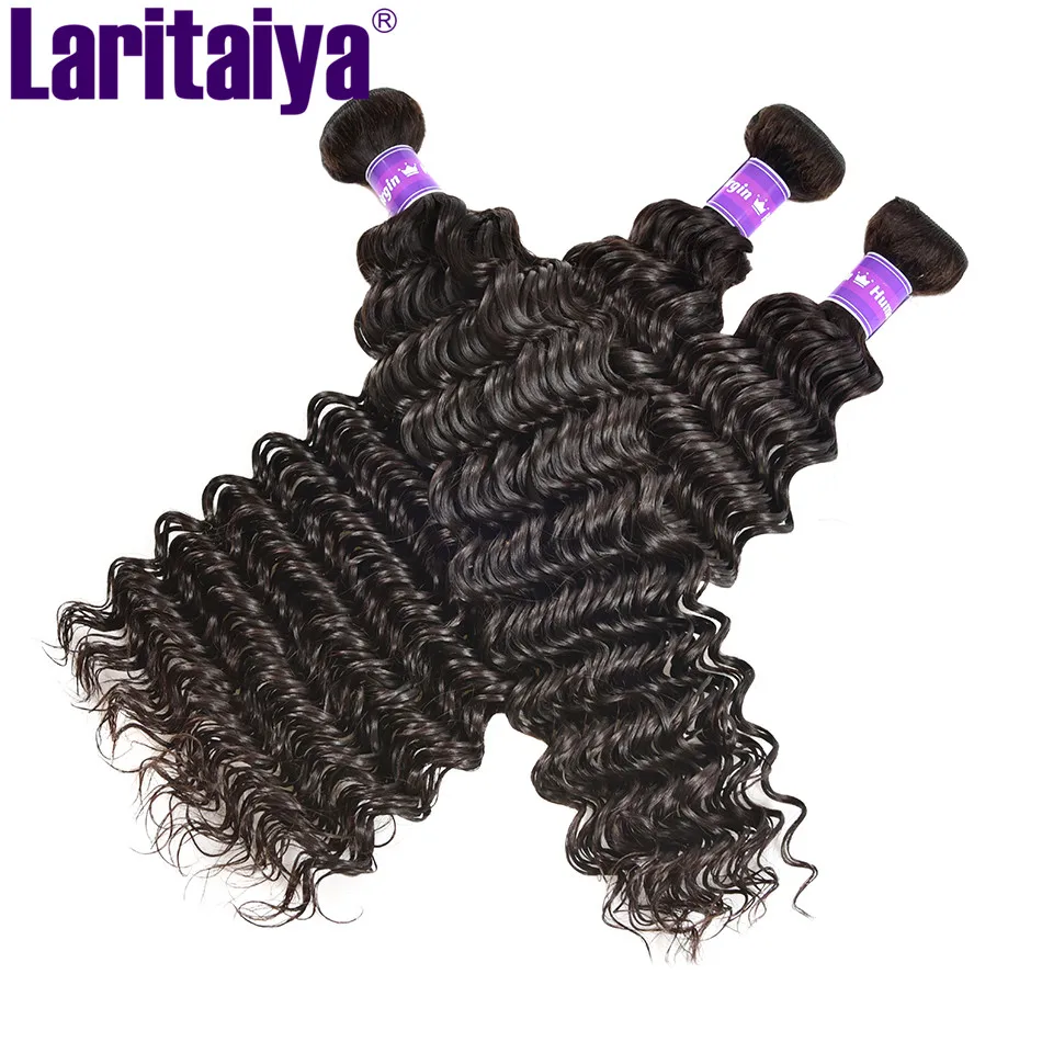 Laritaiya глубокая волна пряди 100% девственные человеческие волосы бразильские для