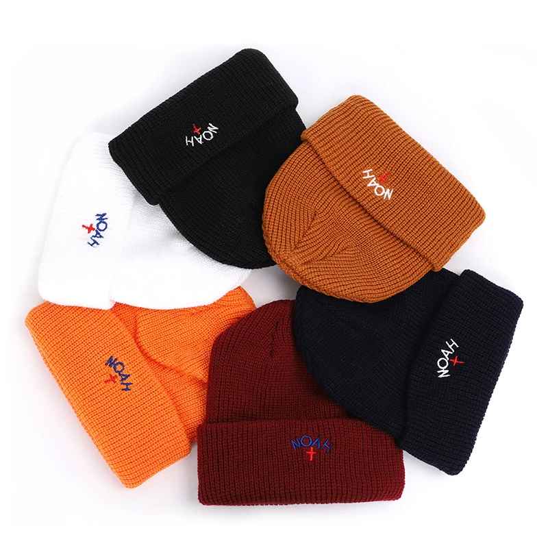 Харадзюку Ноя принт Осень Зима Skullies Hat Модные теплые шапочки шапки повседневные